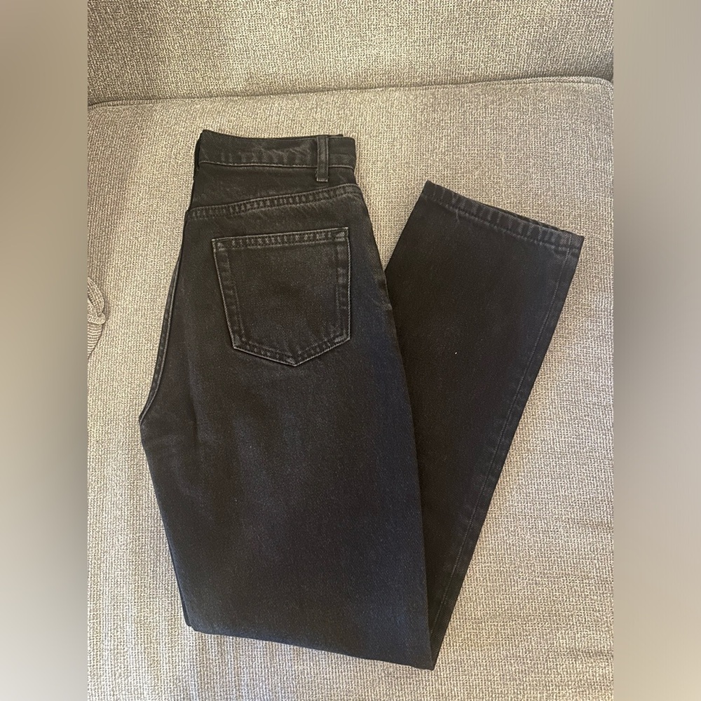 Reformation Black High-Rise Straight Jeans